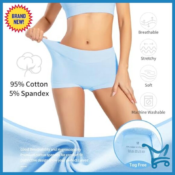 Seamless Boy Shorts Underwear Soft Stretch Cotton Full Coverage - Picture 4 of 7